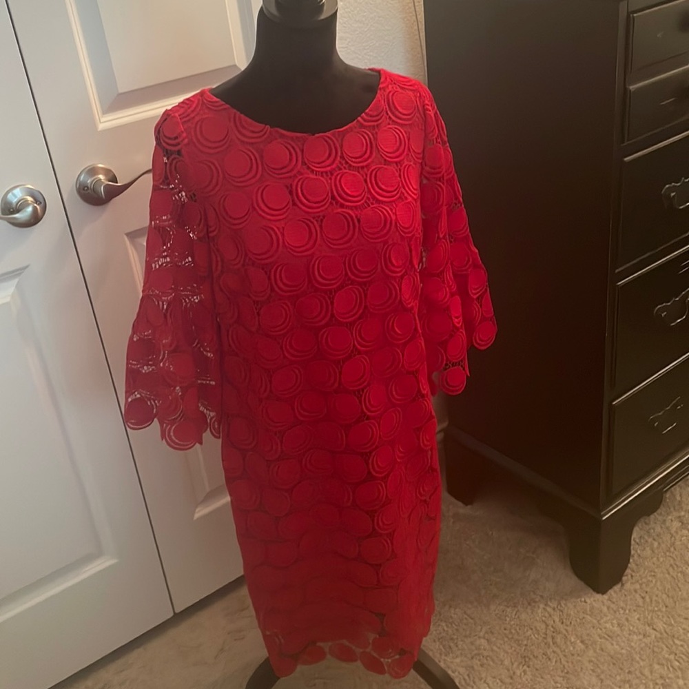 Red lace Talbots dress